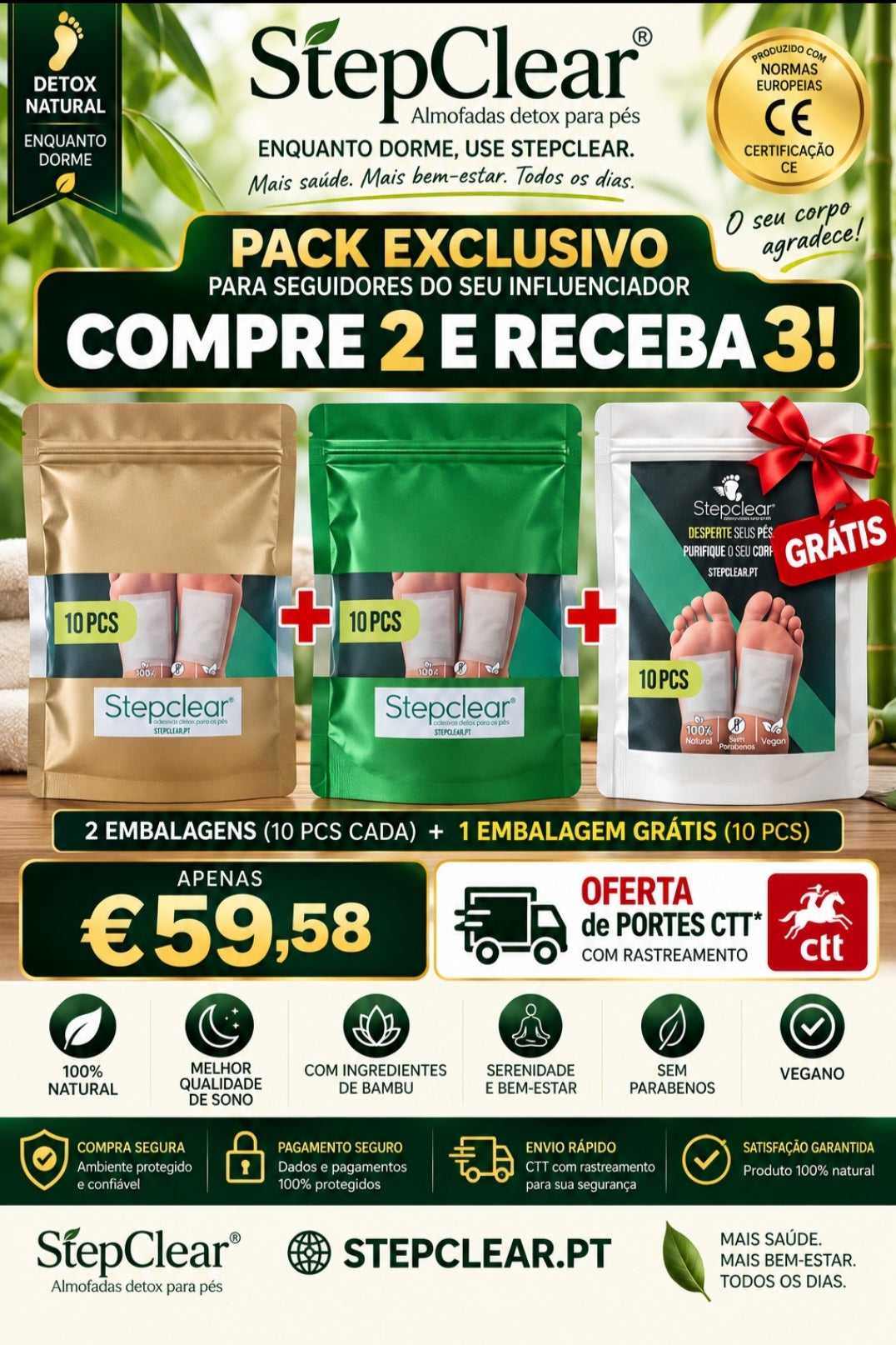 Pack exclusivo compre 2 e receba 3